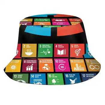 Глобалните цели на ООН|Цели за устойчиво развитие 2030 Цветни шапки-ведерки с плосък покрив, дишащи, Глобалните цели за устойчиво развитие